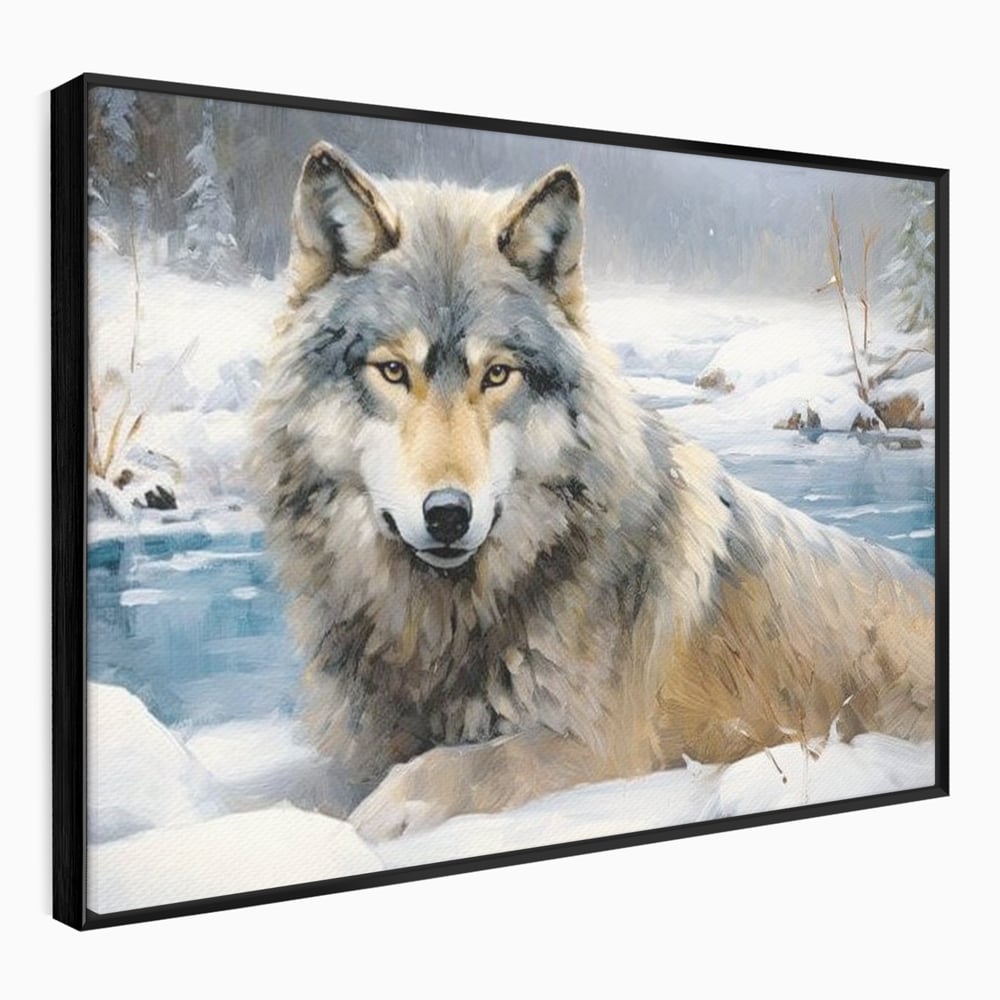Tablou Canvas Premium, LuxCanva® M1456, Lupul Stravechi, Lup, Animal, Salbatic, Iarna, Nord, Zapada, Gheata, Padure, Singuratic, Blanos, Birou, Living, Camera Copil