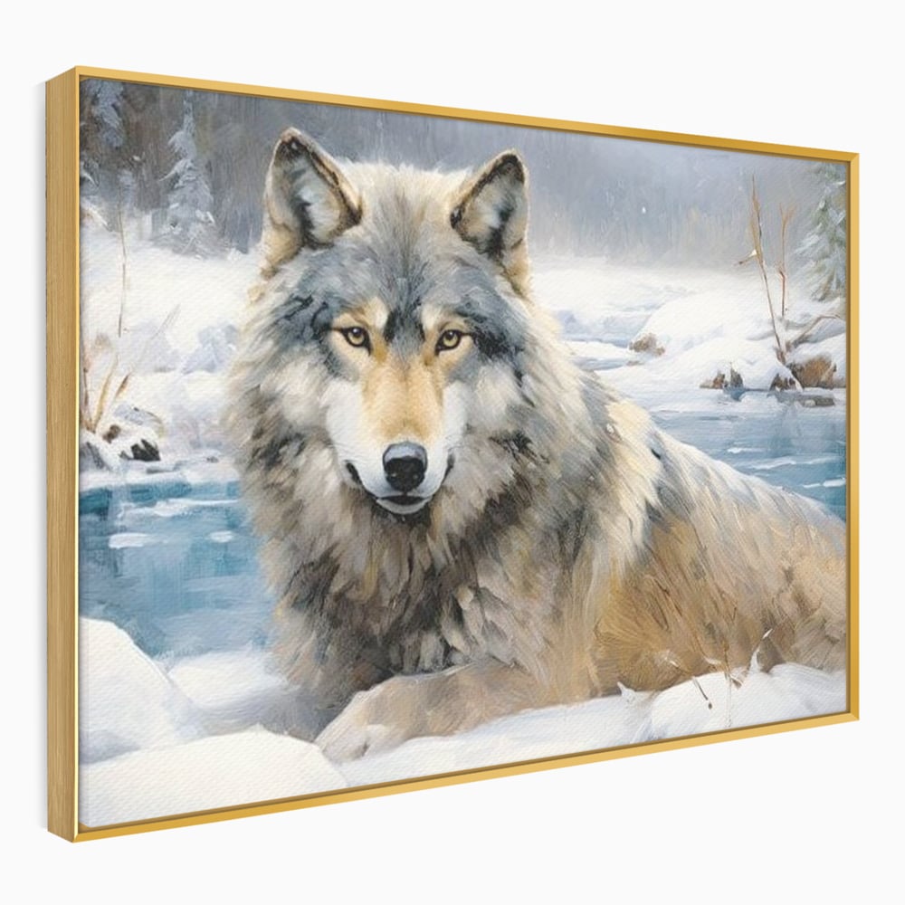 Tablou Canvas Premium, LuxCanva® M1456, Lupul Stravechi, Lup, Animal, Salbatic, Iarna, Nord, Zapada, Gheata, Padure, Singuratic, Blanos, Birou, Living, Camera Copil