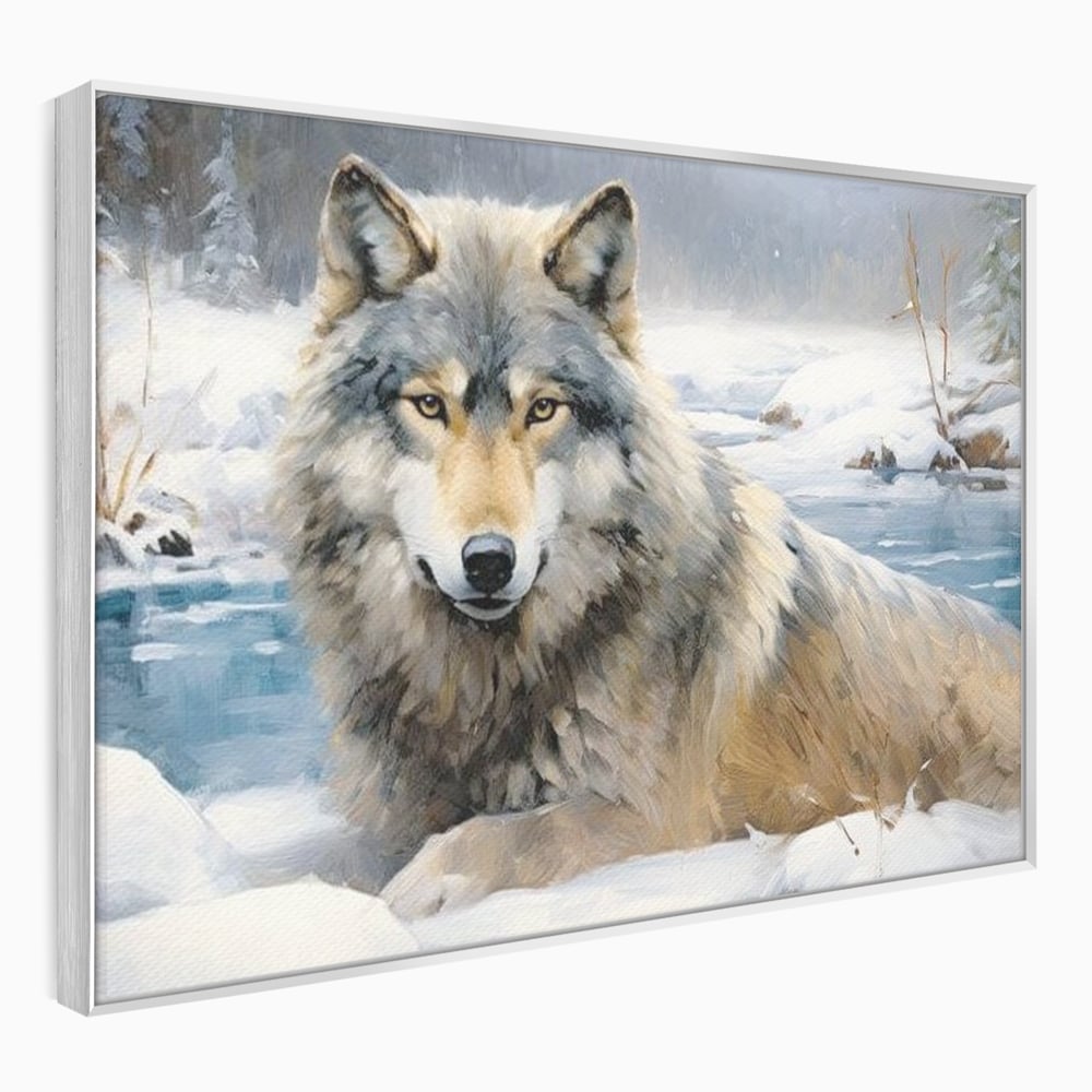 Tablou Canvas Premium, LuxCanva® M1456, Lupul Stravechi, Lup, Animal, Salbatic, Iarna, Nord, Zapada, Gheata, Padure, Singuratic, Blanos, Birou, Living, Camera Copil
