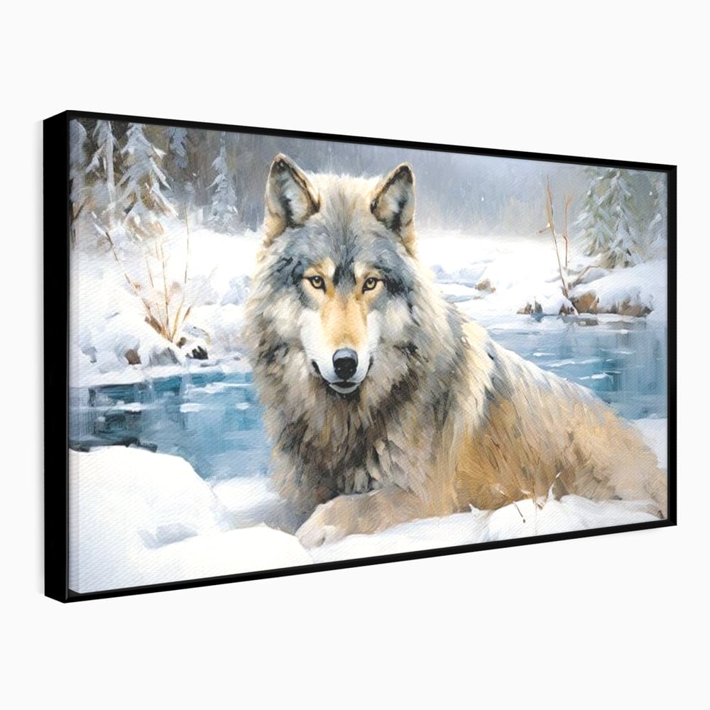 Tablou Canvas Premium, LuxCanva® M1456, Lupul Stravechi, Lup, Animal, Salbatic, Iarna, Nord, Zapada, Gheata, Padure, Singuratic, Blanos, Birou, Living, Camera Copil