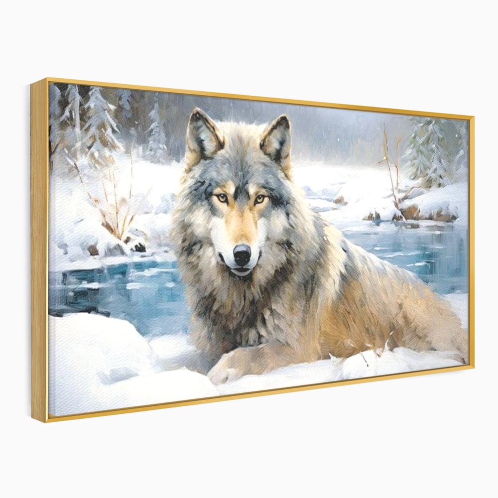 Tablou Canvas Premium, LuxCanva® M1456, Lupul Stravechi, Lup, Animal, Salbatic, Iarna, Nord, Zapada, Gheata, Padure, Singuratic, Blanos, Birou, Living, Camera Copil