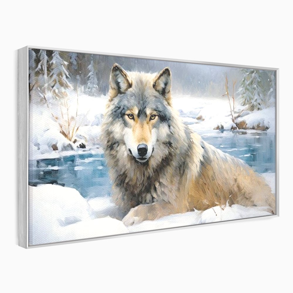 Tablou Canvas Premium, LuxCanva® M1456, Lupul Stravechi, Lup, Animal, Salbatic, Iarna, Nord, Zapada, Gheata, Padure, Singuratic, Blanos, Birou, Living, Camera Copil