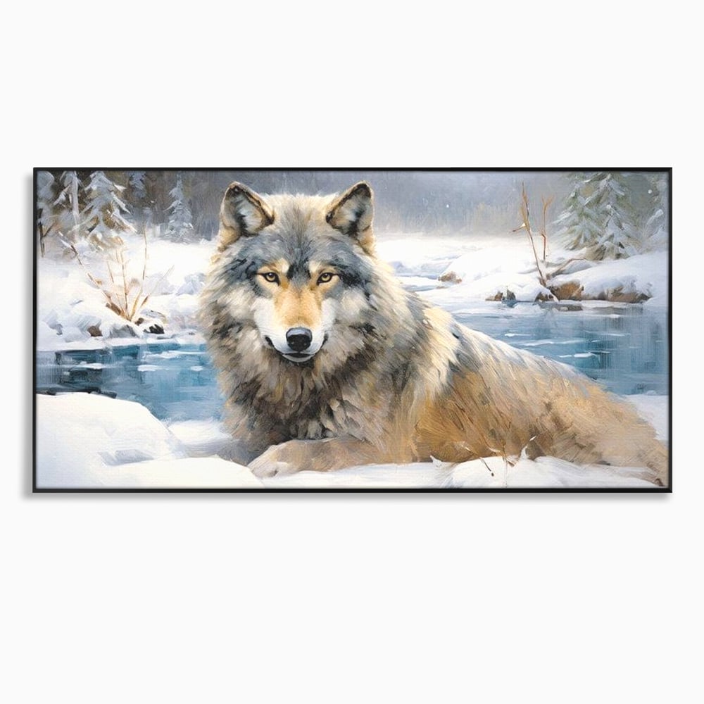 Tablou Canvas Premium, LuxCanva® M1456, Lupul Stravechi, Lup, Animal, Salbatic, Iarna, Nord, Zapada, Gheata, Padure, Singuratic, Blanos, Birou, Living, Camera Copil