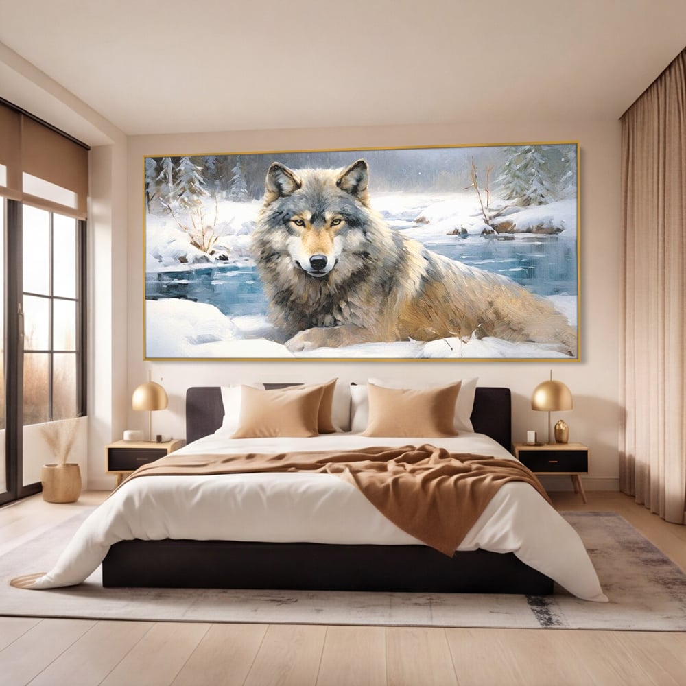 Tablou Canvas Premium, LuxCanva® M1456, Lupul Stravechi, Lup, Animal, Salbatic, Iarna, Nord, Zapada, Gheata, Padure, Singuratic, Blanos, Birou, Living, Camera Copil