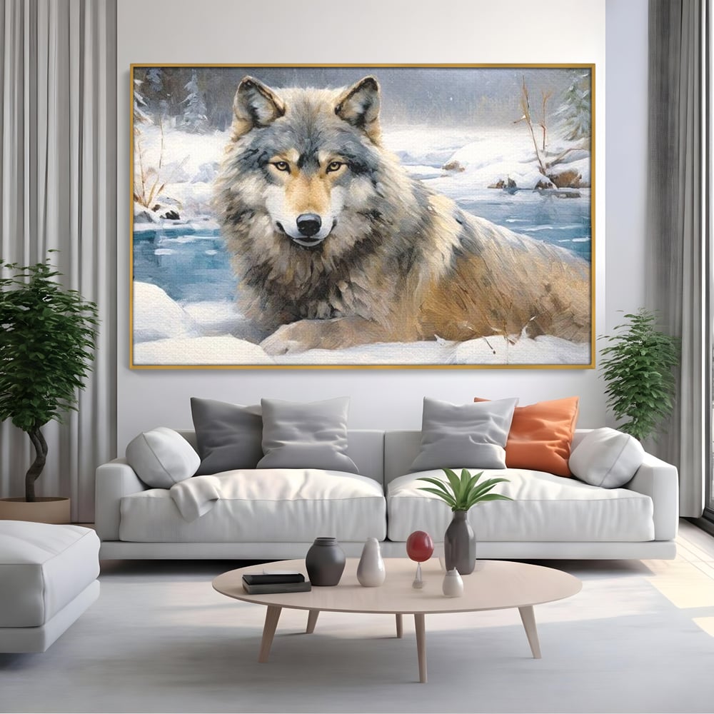 Tablou Canvas Premium, LuxCanva® M1456, Lupul Stravechi, Lup, Animal, Salbatic, Iarna, Nord, Zapada, Gheata, Padure, Singuratic, Blanos, Birou, Living, Camera Copil