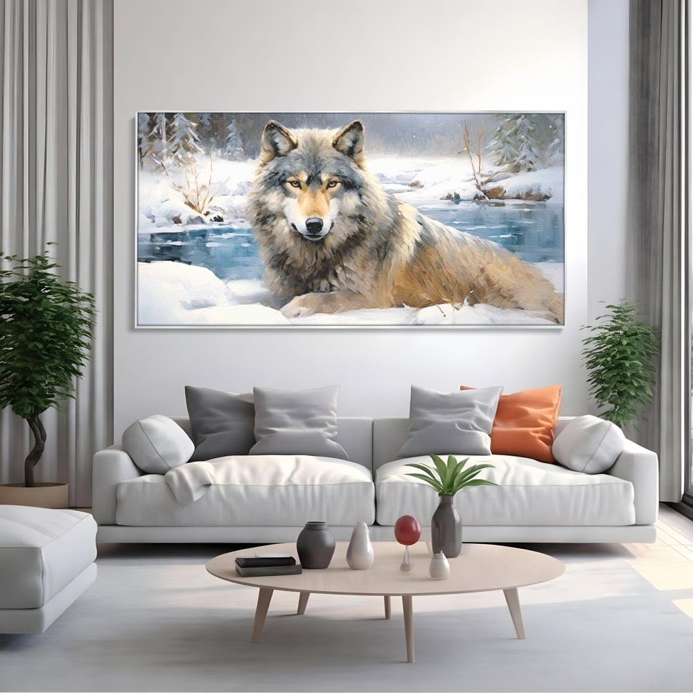 Tablou Canvas Premium, LuxCanva® M1456, Lupul Stravechi, Lup, Animal, Salbatic, Iarna, Nord, Zapada, Gheata, Padure, Singuratic, Blanos, Birou, Living, Camera Copil