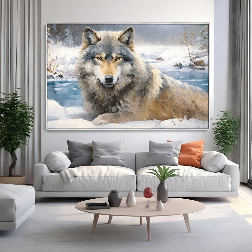 Tablou Canvas Premium, LuxCanva® M1456, Lupul Stravechi, Lup, Animal, Salbatic, Iarna, Nord, Zapada, Gheata, Padure, Singuratic, Blanos, Birou, Living, Camera Copil