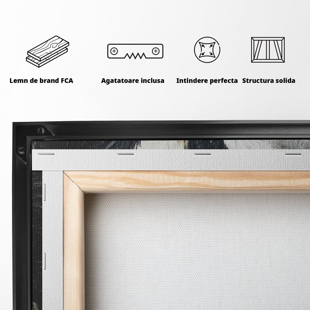 Leinwandbilder Premium, LuxCanva® M1457, Seelen im Spiegel, Dualität, Schwarz und Weiß, Duell, Malerei, Geist, Gleichgewicht, Geist, Wölfe, Blick, Wild, Büro, Wohnzimmer, Kinderzimmer