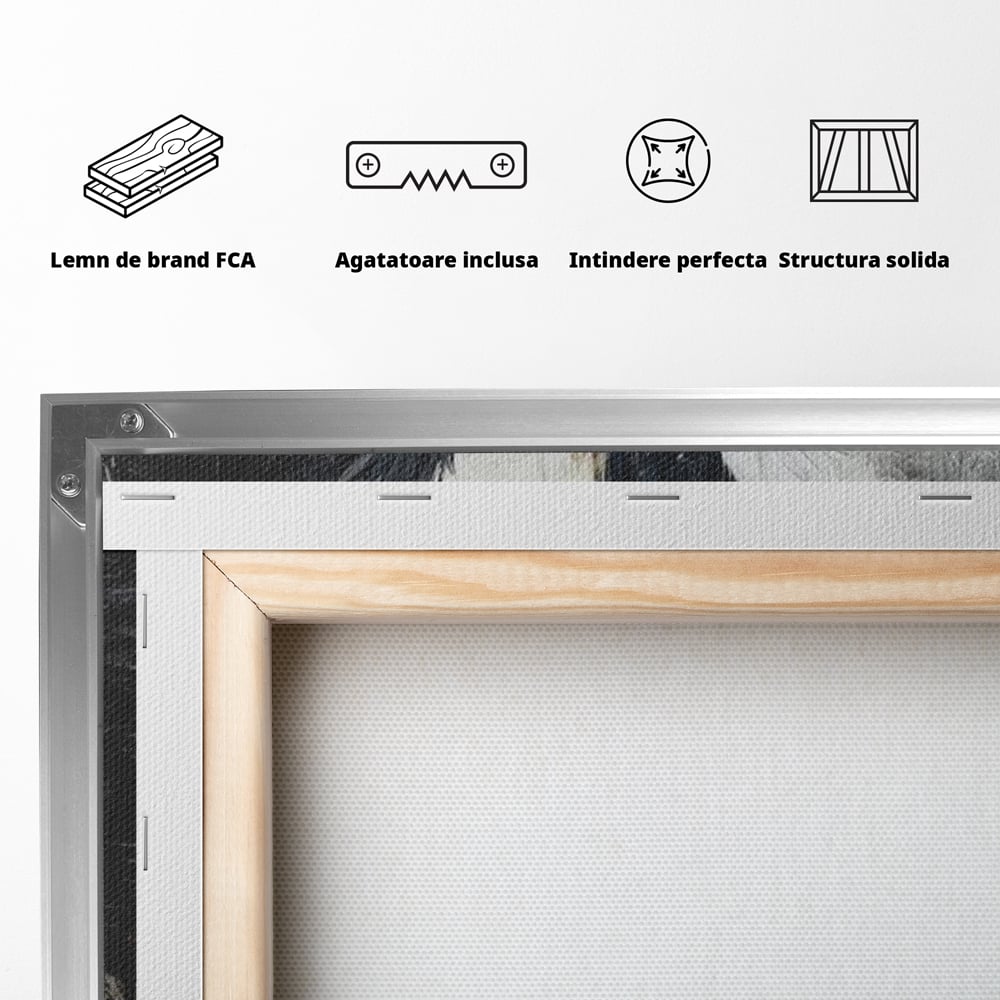 Leinwandbilder Premium, LuxCanva® M1457, Seelen im Spiegel, Dualität, Schwarz und Weiß, Duell, Malerei, Geist, Gleichgewicht, Geist, Wölfe, Blick, Wild, Büro, Wohnzimmer, Kinderzimmer