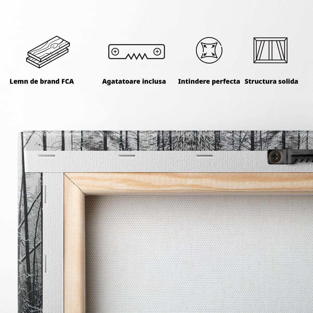 Leinwand Wandkunst Leinwand Wandkunst Premium, LuxCanva® M1458, Waldschatten Wächter, Augen, Blick, Wächter, beobachten, beobachten, Wolf, Wald, Schnee, Winter, Bäume, Wildnis, Natur, Büro, Wohnen, Kinderzimmer