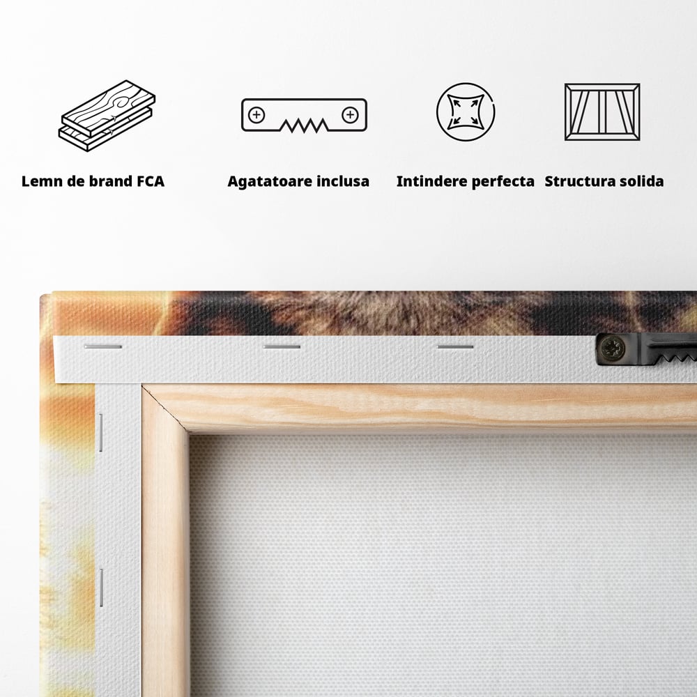 Leinwand Wandkunst Canvas Premium, LuxCanva® M1459, Überlebensinstinkt, Wolf, Wild, Tier, Flämisch, Jagd, Beute, Sehnsucht, Sonnenuntergang, Natur, Porträt, Büro, Wohnen, Kinderzimmer