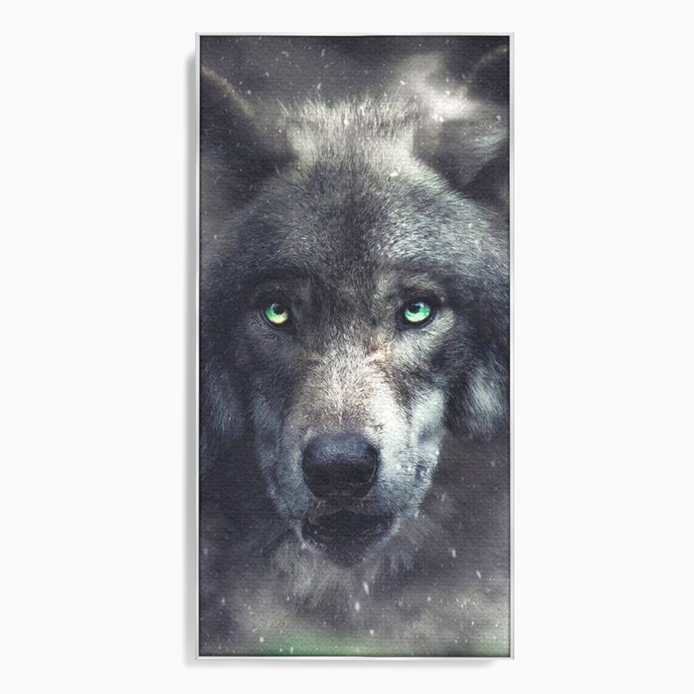 Leinwandbilder Premium, LuxCanva® M1461, Smaragdgrüner Blick, Augen, Intensiv, Mystisch, Tier, Geist, Geist, Nebel, Wolf, Magie, Rätsel, Abgrund, Nächtlich, Grün, Büro, Wohnen, Kinderzimmer
