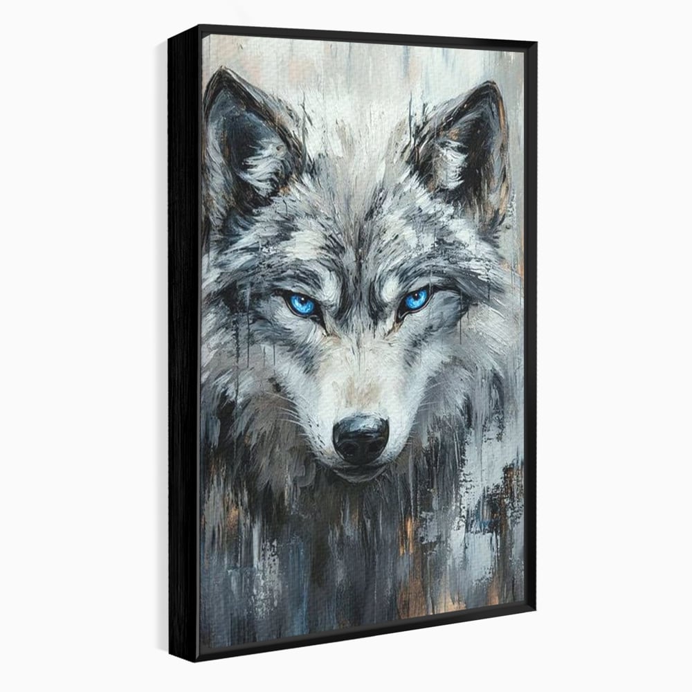 Leinwand Premium Canvas Wandkunst, LuxCanva® M1463, Crystal Shade, Gemälde, Blick, Blick, Patron, Portrait, Wolf, Alpha, Augen, Eis, Nord, Stark, Büro, Wohnen, Kinderzimmer
