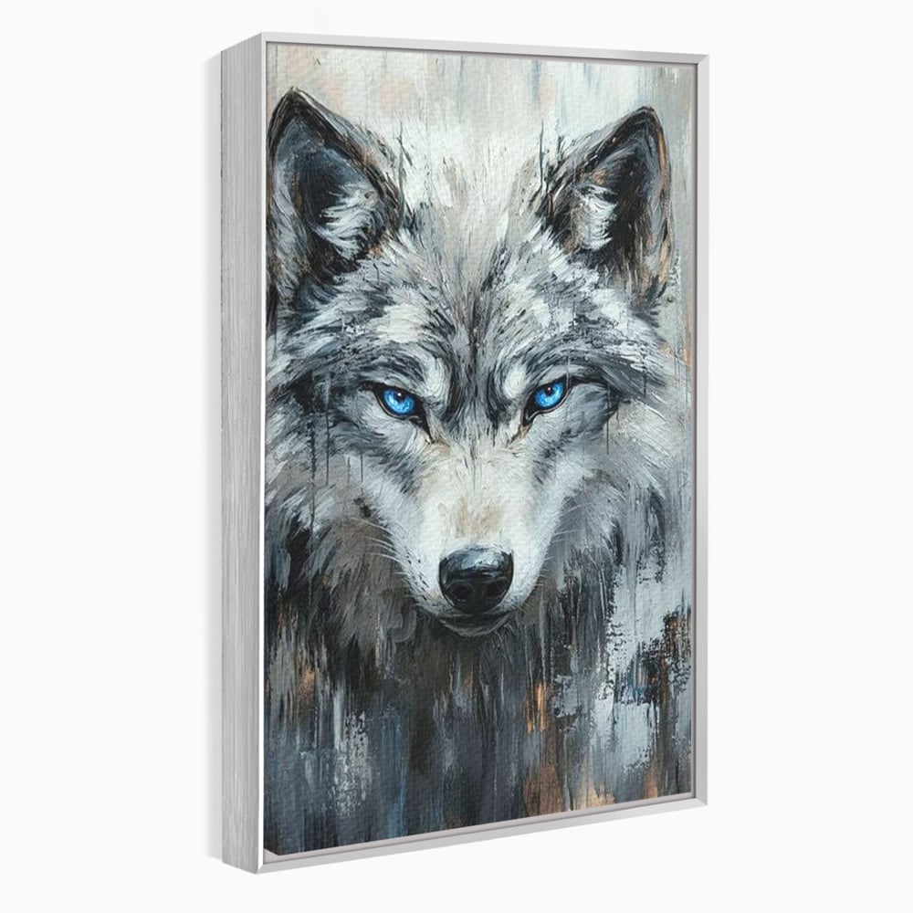 Leinwand Premium Canvas Wandkunst, LuxCanva® M1463, Crystal Shade, Gemälde, Blick, Blick, Patron, Portrait, Wolf, Alpha, Augen, Eis, Nord, Stark, Büro, Wohnen, Kinderzimmer