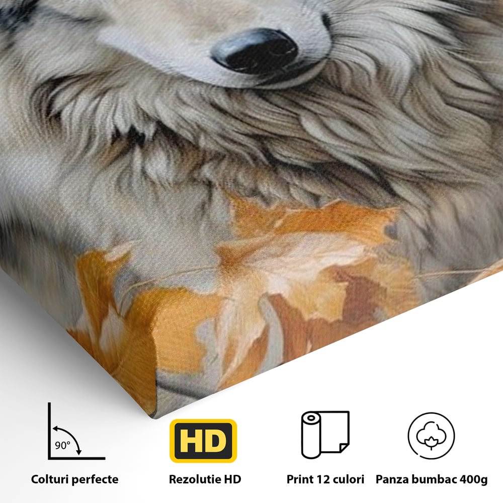 Leinwand Wandkunst Leinwand Wandkunst Premium, LuxCanva® M1464, Herz der Eiche, Herbst, Blätter, Herbst, Aramiu, Wald, Wolf, Arktis, Weiß, Weiß, Einsam, Trapper, Jäger, Büro, Wohnen, Kinderzimmer