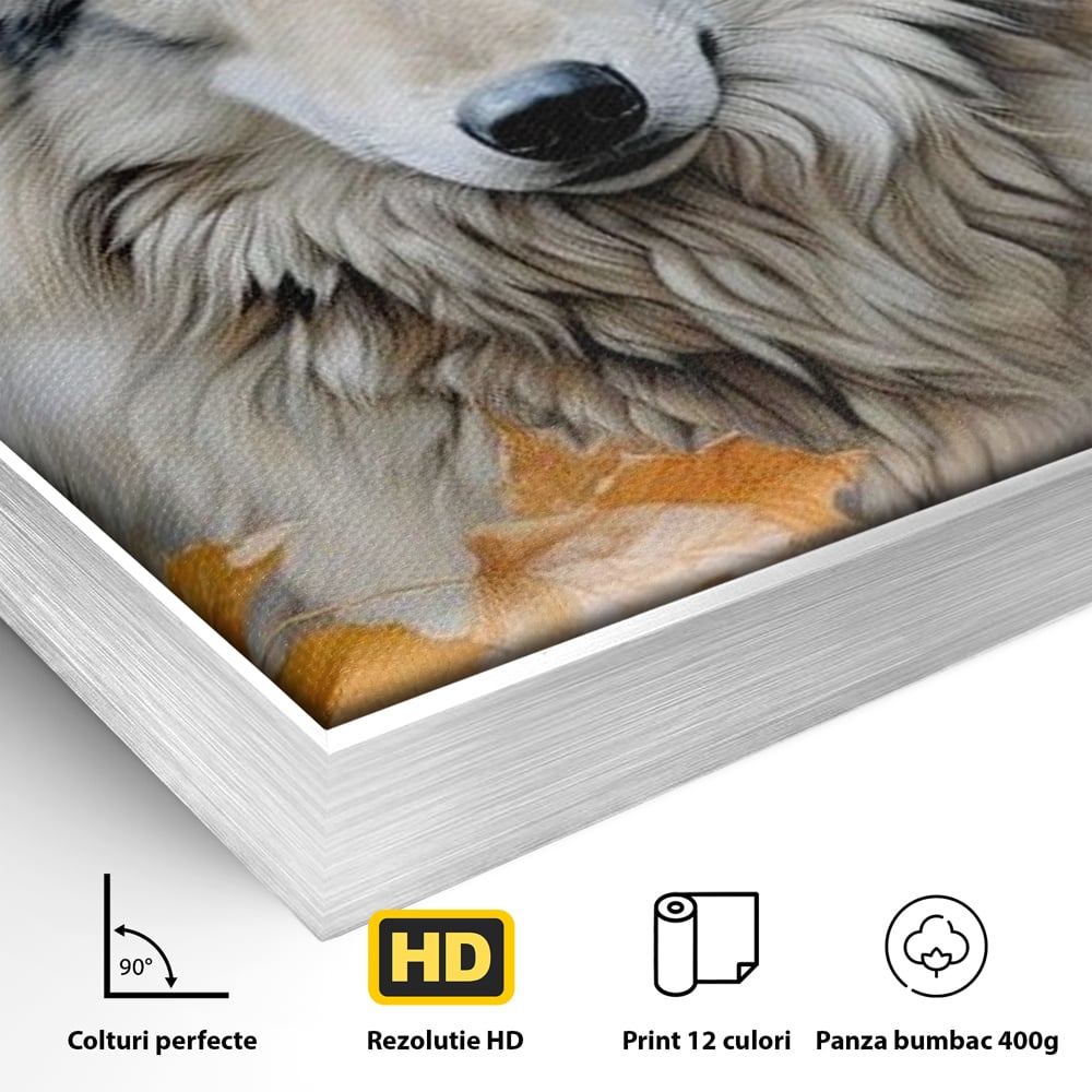 Leinwand Wandkunst Leinwand Wandkunst Premium, LuxCanva® M1464, Herz der Eiche, Herbst, Blätter, Herbst, Aramiu, Wald, Wolf, Arktis, Weiß, Weiß, Einsam, Trapper, Jäger, Büro, Wohnen, Kinderzimmer