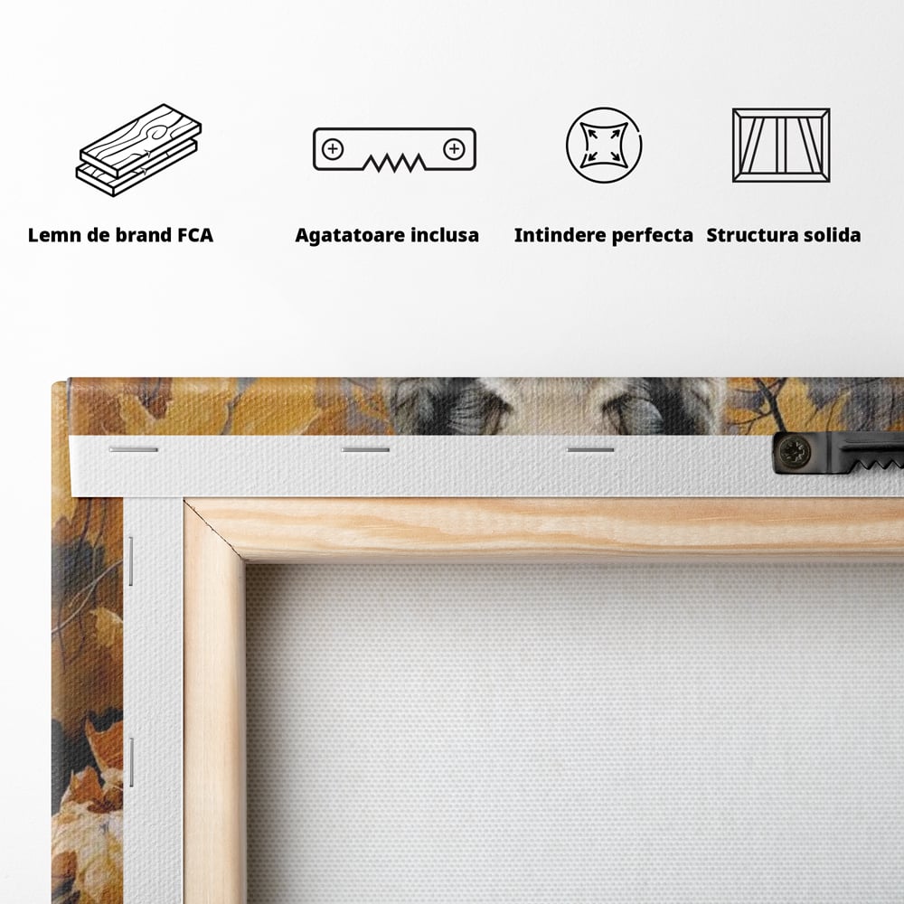 Leinwand Wandkunst Leinwand Wandkunst Premium, LuxCanva® M1464, Herz der Eiche, Herbst, Blätter, Herbst, Aramiu, Wald, Wolf, Arktis, Weiß, Weiß, Einsam, Trapper, Jäger, Büro, Wohnen, Kinderzimmer