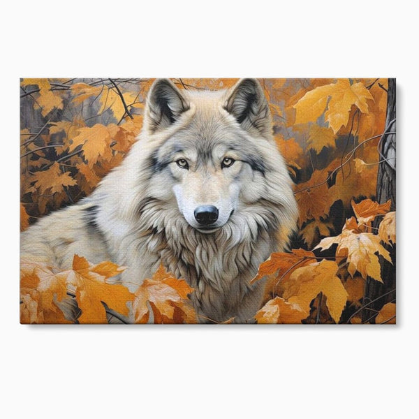 Leinwand Wandkunst Leinwand Wandkunst Premium, LuxCanva® M1464, Herz der Eiche, Herbst, Blätter, Herbst, Aramiu, Wald, Wolf, Arktis, Weiß, Weiß, Einsam, Trapper, Jäger, Büro, Wohnen, Kinderzimmer