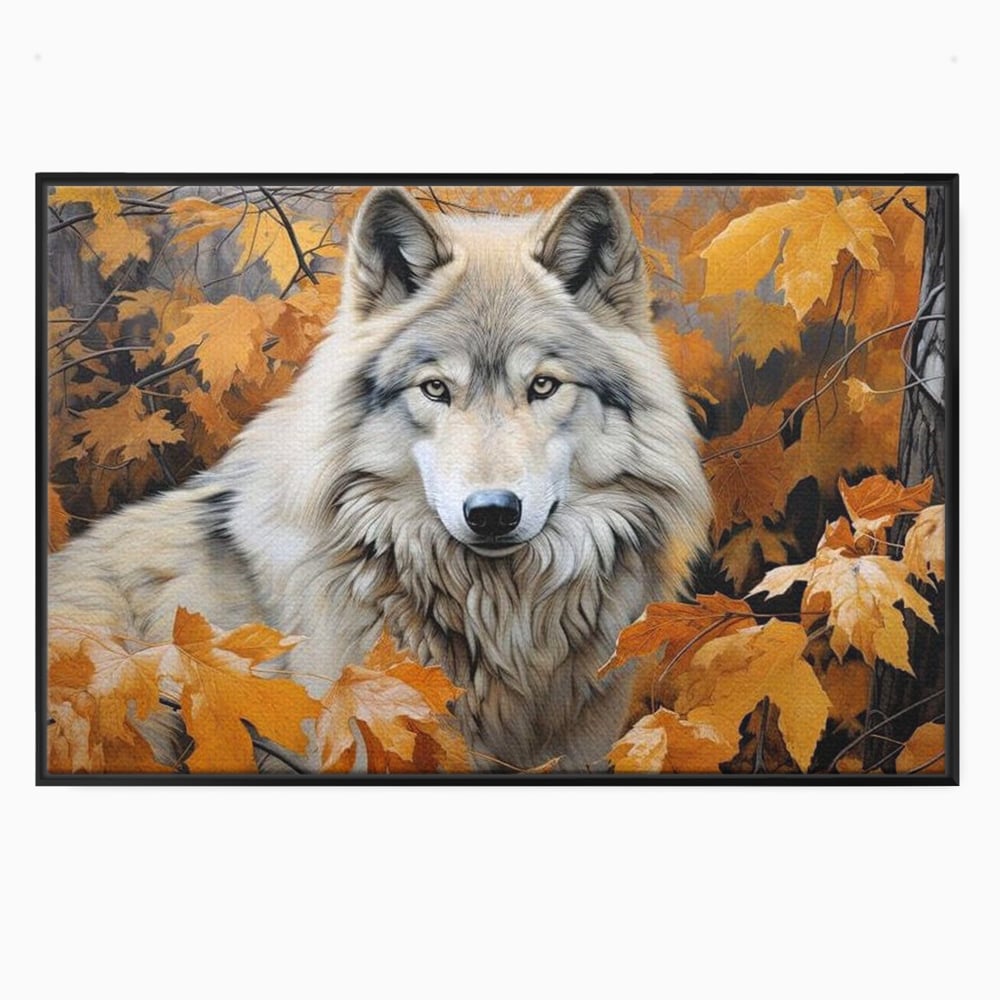 Leinwand Wandkunst Leinwand Wandkunst Premium, LuxCanva® M1464, Herz der Eiche, Herbst, Blätter, Herbst, Aramiu, Wald, Wolf, Arktis, Weiß, Weiß, Einsam, Trapper, Jäger, Büro, Wohnen, Kinderzimmer