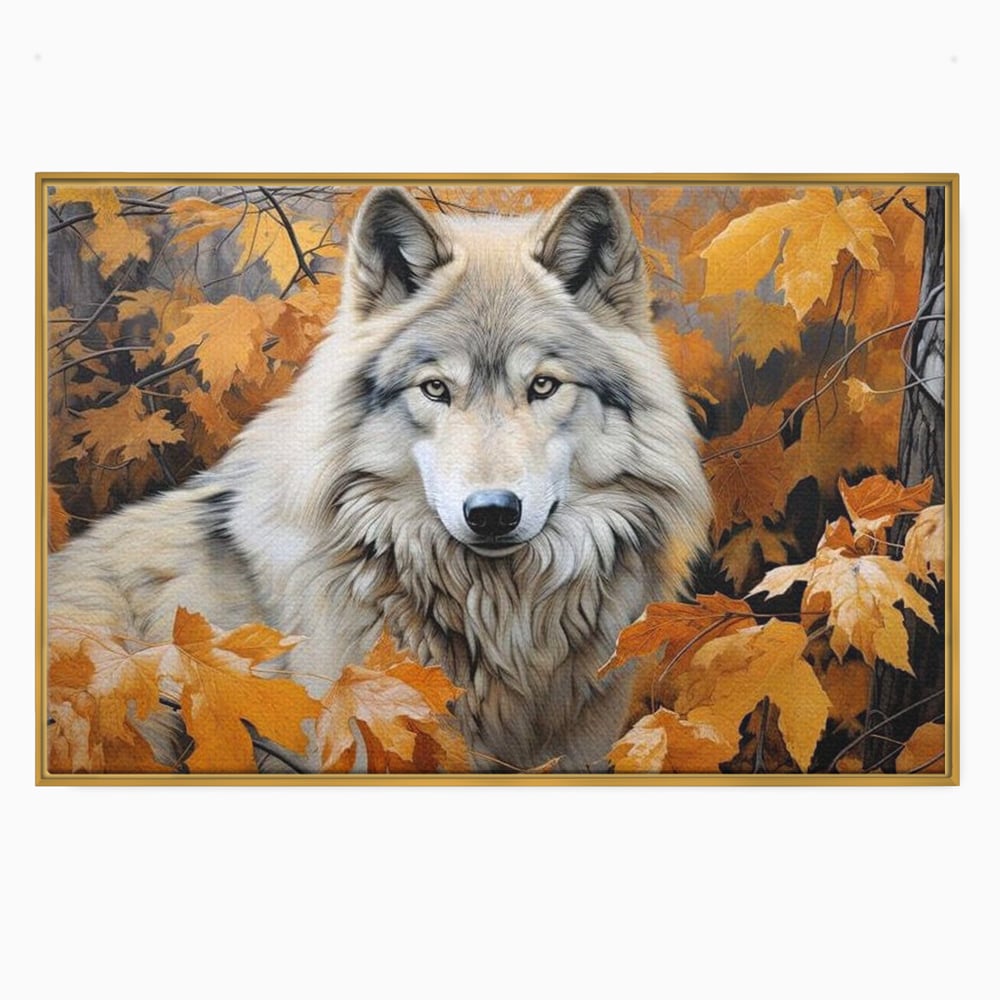 Leinwand Wandkunst Leinwand Wandkunst Premium, LuxCanva® M1464, Herz der Eiche, Herbst, Blätter, Herbst, Aramiu, Wald, Wolf, Arktis, Weiß, Weiß, Einsam, Trapper, Jäger, Büro, Wohnen, Kinderzimmer