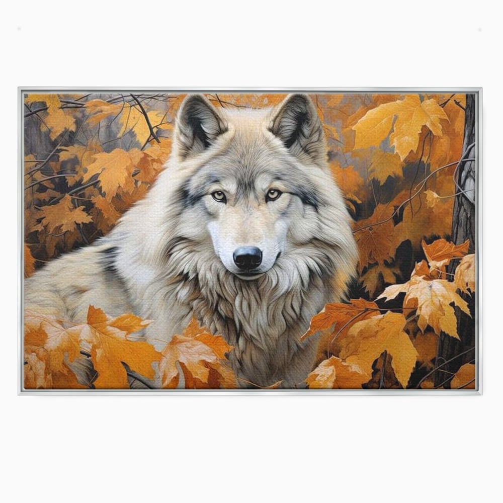 Leinwand Wandkunst Leinwand Wandkunst Premium, LuxCanva® M1464, Herz der Eiche, Herbst, Blätter, Herbst, Aramiu, Wald, Wolf, Arktis, Weiß, Weiß, Einsam, Trapper, Jäger, Büro, Wohnen, Kinderzimmer