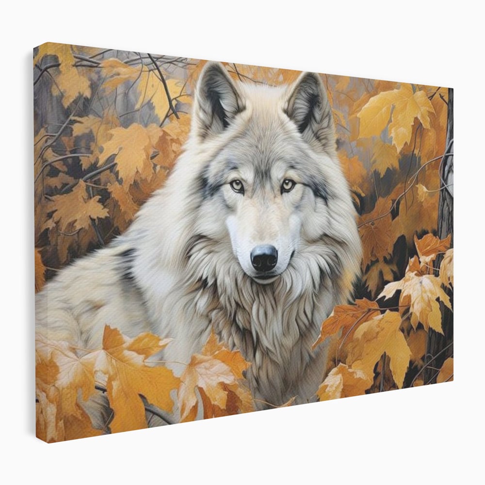 Leinwand Wandkunst Leinwand Wandkunst Premium, LuxCanva® M1464, Herz der Eiche, Herbst, Blätter, Herbst, Aramiu, Wald, Wolf, Arktis, Weiß, Weiß, Einsam, Trapper, Jäger, Büro, Wohnen, Kinderzimmer