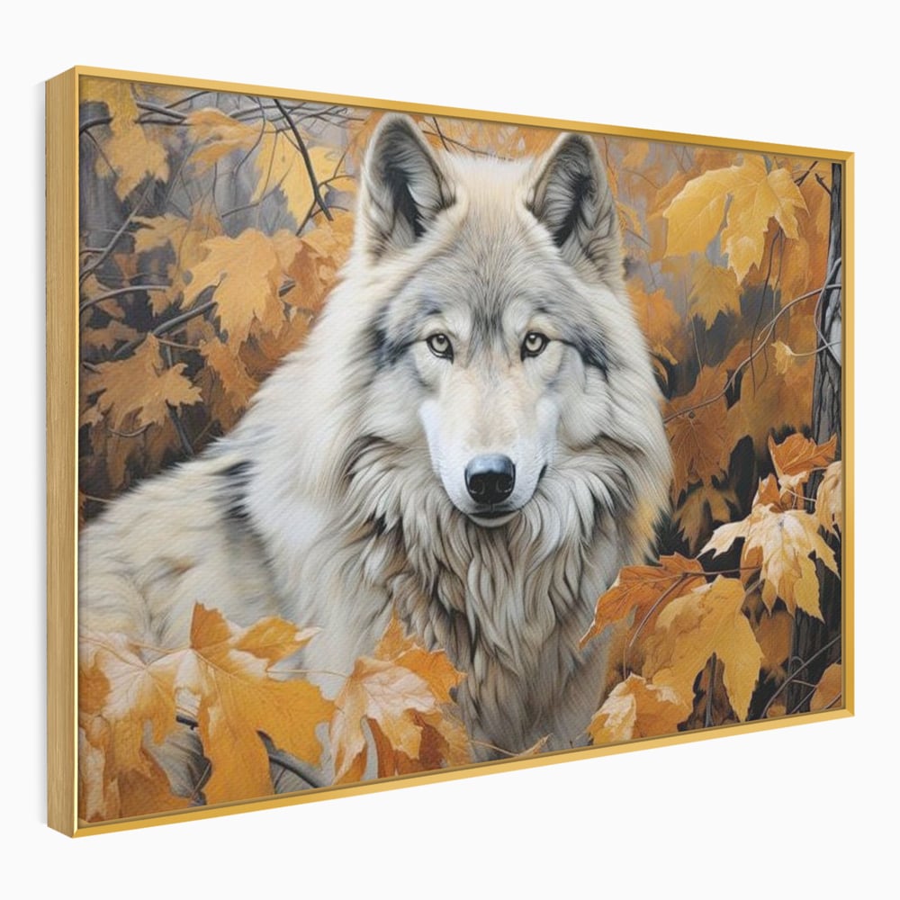 Leinwand Wandkunst Leinwand Wandkunst Premium, LuxCanva® M1464, Herz der Eiche, Herbst, Blätter, Herbst, Aramiu, Wald, Wolf, Arktis, Weiß, Weiß, Einsam, Trapper, Jäger, Büro, Wohnen, Kinderzimmer