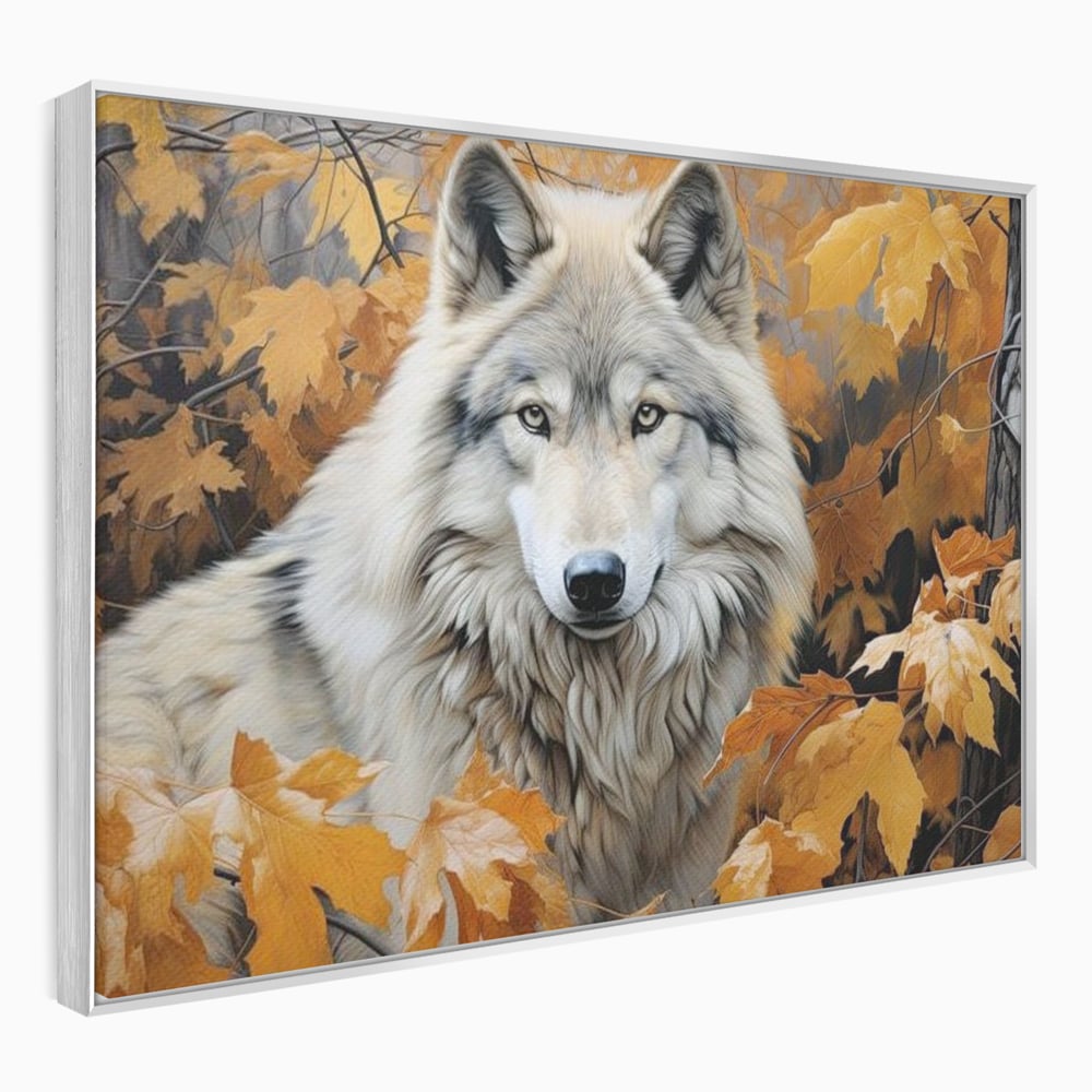 Leinwand Wandkunst Leinwand Wandkunst Premium, LuxCanva® M1464, Herz der Eiche, Herbst, Blätter, Herbst, Aramiu, Wald, Wolf, Arktis, Weiß, Weiß, Einsam, Trapper, Jäger, Büro, Wohnen, Kinderzimmer