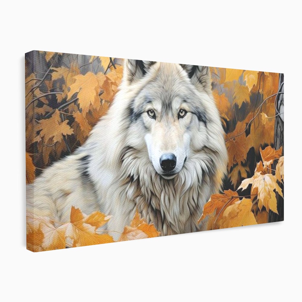 Leinwand Wandkunst Leinwand Wandkunst Premium, LuxCanva® M1464, Herz der Eiche, Herbst, Blätter, Herbst, Aramiu, Wald, Wolf, Arktis, Weiß, Weiß, Einsam, Trapper, Jäger, Büro, Wohnen, Kinderzimmer