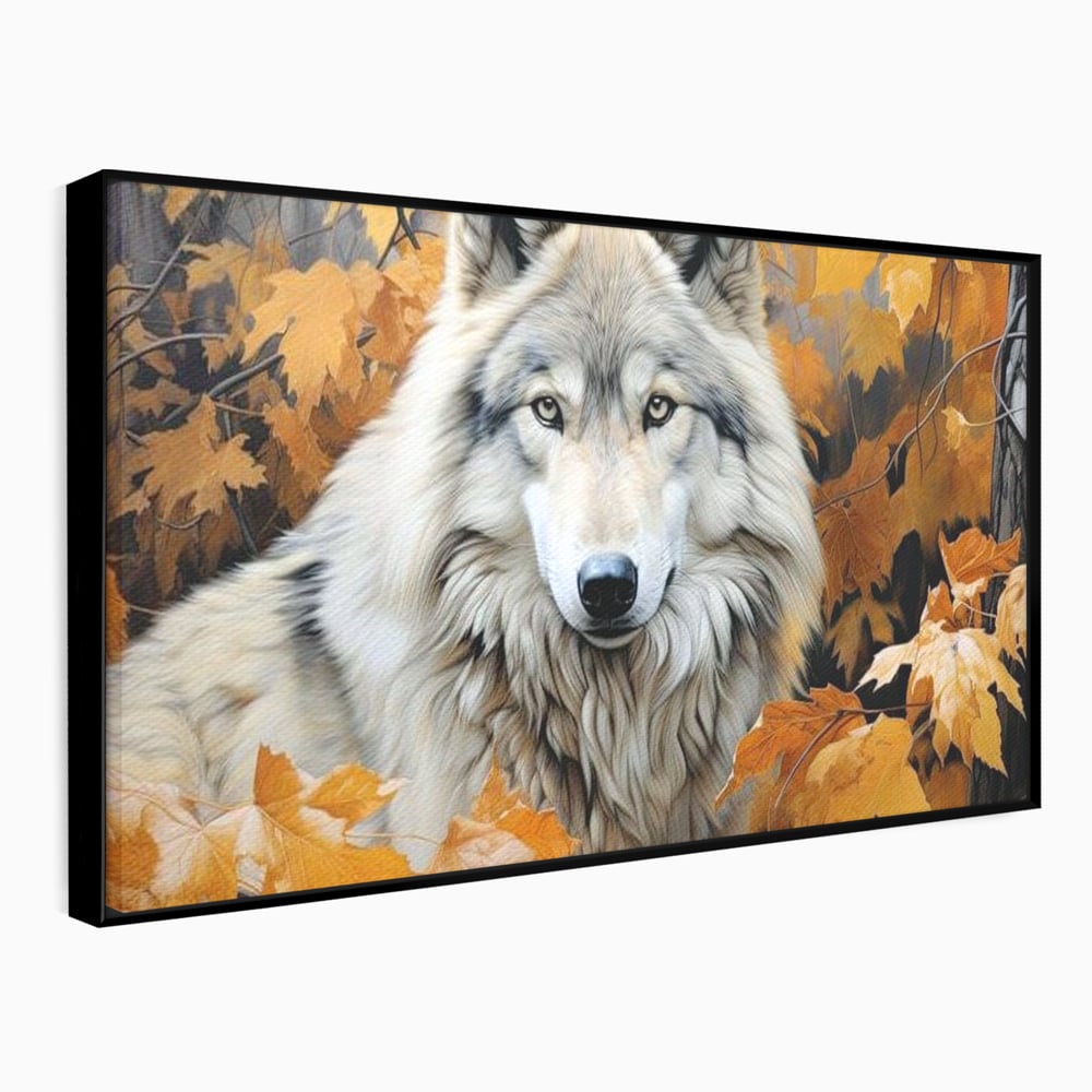 Leinwand Wandkunst Leinwand Wandkunst Premium, LuxCanva® M1464, Herz der Eiche, Herbst, Blätter, Herbst, Aramiu, Wald, Wolf, Arktis, Weiß, Weiß, Einsam, Trapper, Jäger, Büro, Wohnen, Kinderzimmer