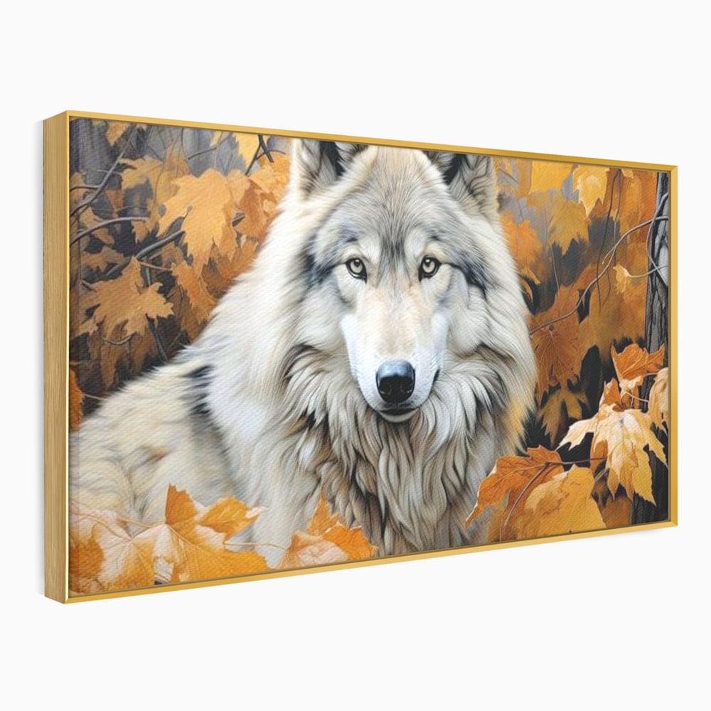 Leinwand Wandkunst Leinwand Wandkunst Premium, LuxCanva® M1464, Herz der Eiche, Herbst, Blätter, Herbst, Aramiu, Wald, Wolf, Arktis, Weiß, Weiß, Einsam, Trapper, Jäger, Büro, Wohnen, Kinderzimmer