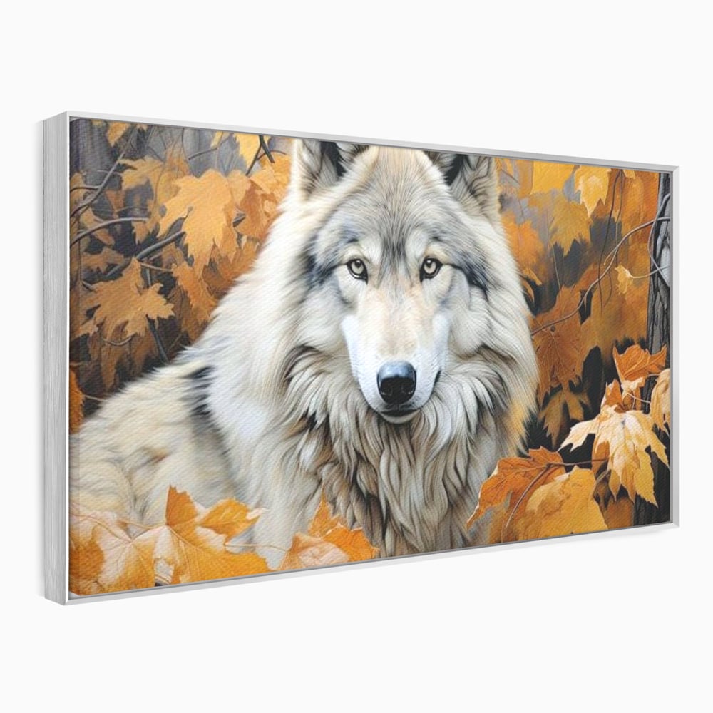Leinwand Wandkunst Leinwand Wandkunst Premium, LuxCanva® M1464, Herz der Eiche, Herbst, Blätter, Herbst, Aramiu, Wald, Wolf, Arktis, Weiß, Weiß, Einsam, Trapper, Jäger, Büro, Wohnen, Kinderzimmer