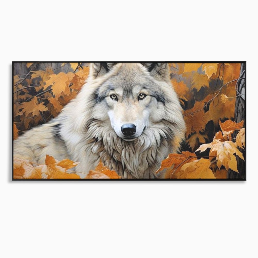Leinwand Wandkunst Leinwand Wandkunst Premium, LuxCanva® M1464, Herz der Eiche, Herbst, Blätter, Herbst, Aramiu, Wald, Wolf, Arktis, Weiß, Weiß, Einsam, Trapper, Jäger, Büro, Wohnen, Kinderzimmer