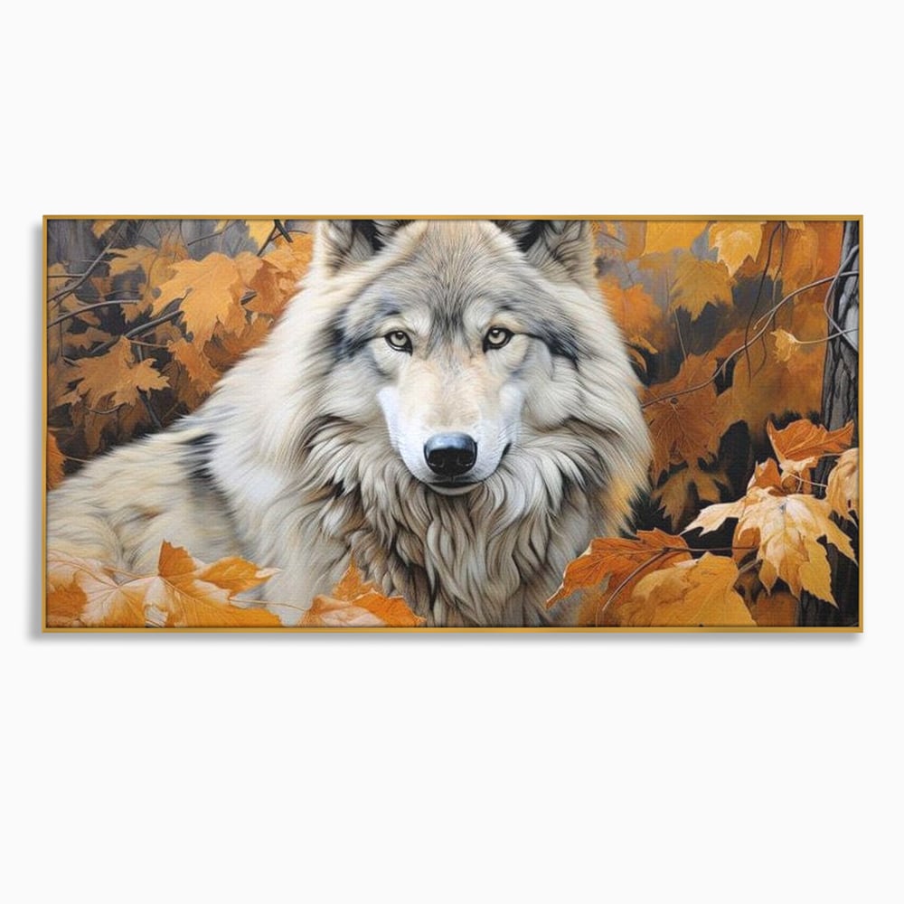 Leinwand Wandkunst Leinwand Wandkunst Premium, LuxCanva® M1464, Herz der Eiche, Herbst, Blätter, Herbst, Aramiu, Wald, Wolf, Arktis, Weiß, Weiß, Einsam, Trapper, Jäger, Büro, Wohnen, Kinderzimmer
