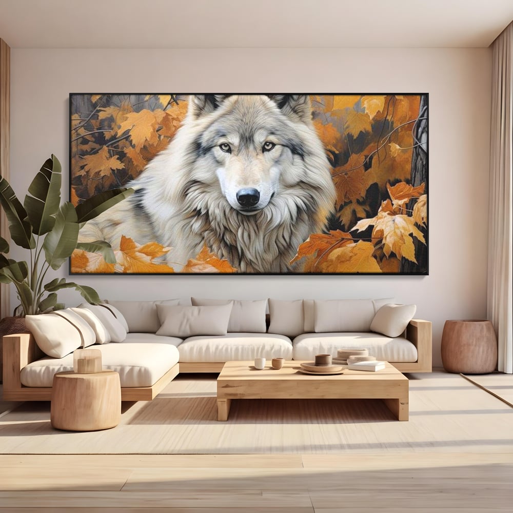 Leinwand Wandkunst Leinwand Wandkunst Premium, LuxCanva® M1464, Herz der Eiche, Herbst, Blätter, Herbst, Aramiu, Wald, Wolf, Arktis, Weiß, Weiß, Einsam, Trapper, Jäger, Büro, Wohnen, Kinderzimmer