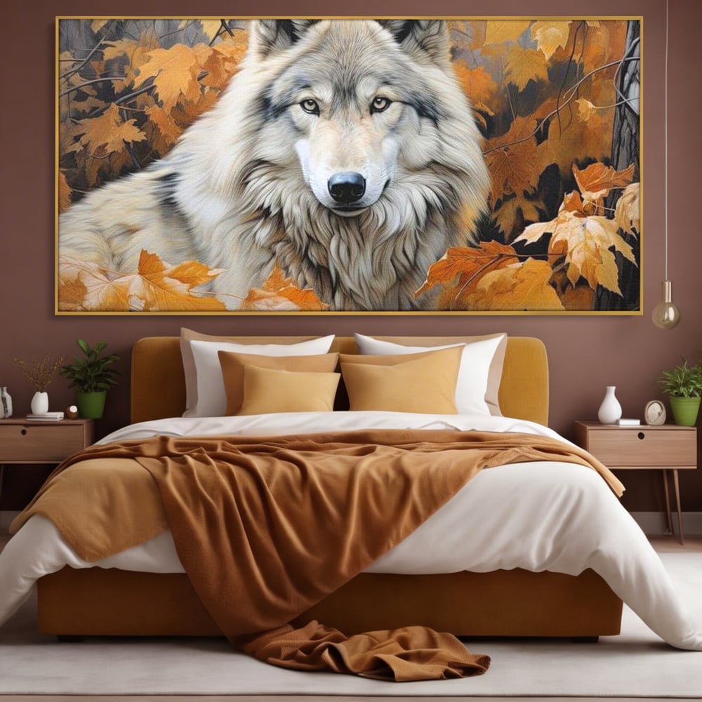 Leinwand Wandkunst Leinwand Wandkunst Premium, LuxCanva® M1464, Herz der Eiche, Herbst, Blätter, Herbst, Aramiu, Wald, Wolf, Arktis, Weiß, Weiß, Einsam, Trapper, Jäger, Büro, Wohnen, Kinderzimmer