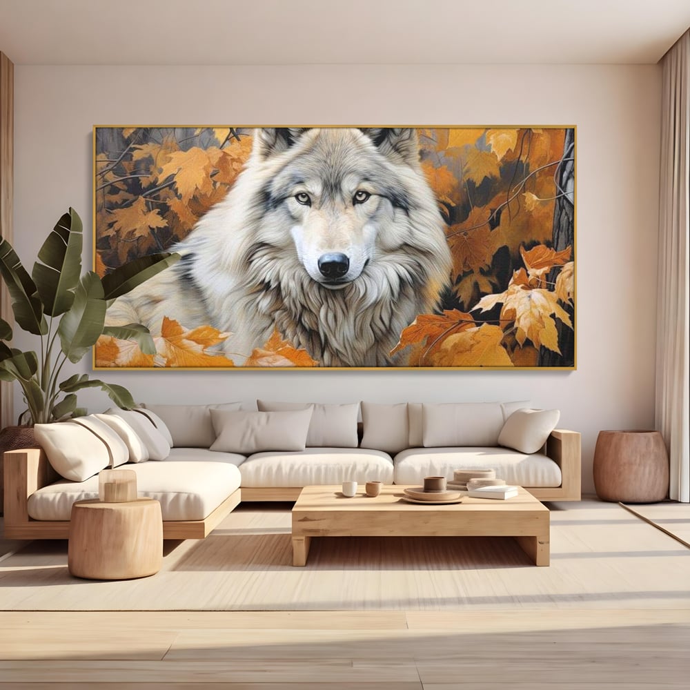 Leinwand Wandkunst Leinwand Wandkunst Premium, LuxCanva® M1464, Herz der Eiche, Herbst, Blätter, Herbst, Aramiu, Wald, Wolf, Arktis, Weiß, Weiß, Einsam, Trapper, Jäger, Büro, Wohnen, Kinderzimmer