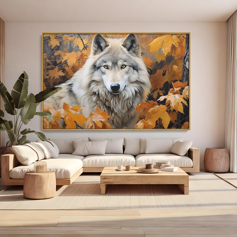 Leinwand Wandkunst Leinwand Wandkunst Premium, LuxCanva® M1464, Herz der Eiche, Herbst, Blätter, Herbst, Aramiu, Wald, Wolf, Arktis, Weiß, Weiß, Einsam, Trapper, Jäger, Büro, Wohnen, Kinderzimmer