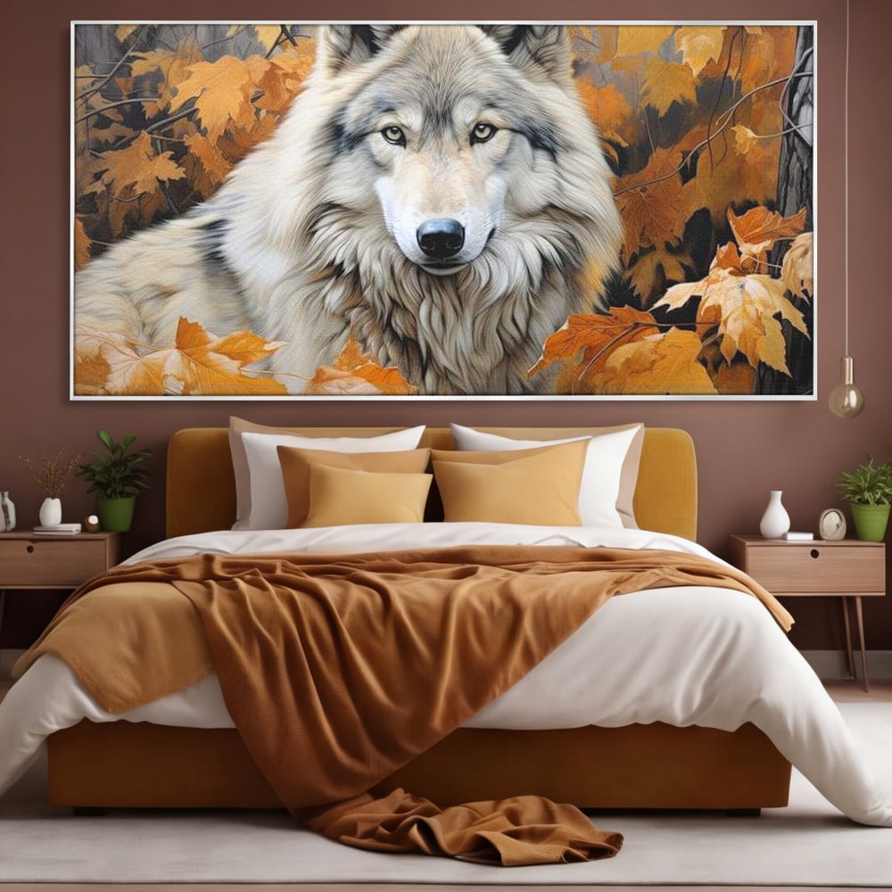 Leinwand Wandkunst Leinwand Wandkunst Premium, LuxCanva® M1464, Herz der Eiche, Herbst, Blätter, Herbst, Aramiu, Wald, Wolf, Arktis, Weiß, Weiß, Einsam, Trapper, Jäger, Büro, Wohnen, Kinderzimmer