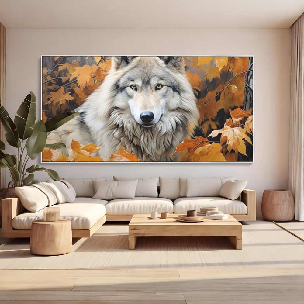 Leinwand Wandkunst Leinwand Wandkunst Premium, LuxCanva® M1464, Herz der Eiche, Herbst, Blätter, Herbst, Aramiu, Wald, Wolf, Arktis, Weiß, Weiß, Einsam, Trapper, Jäger, Büro, Wohnen, Kinderzimmer