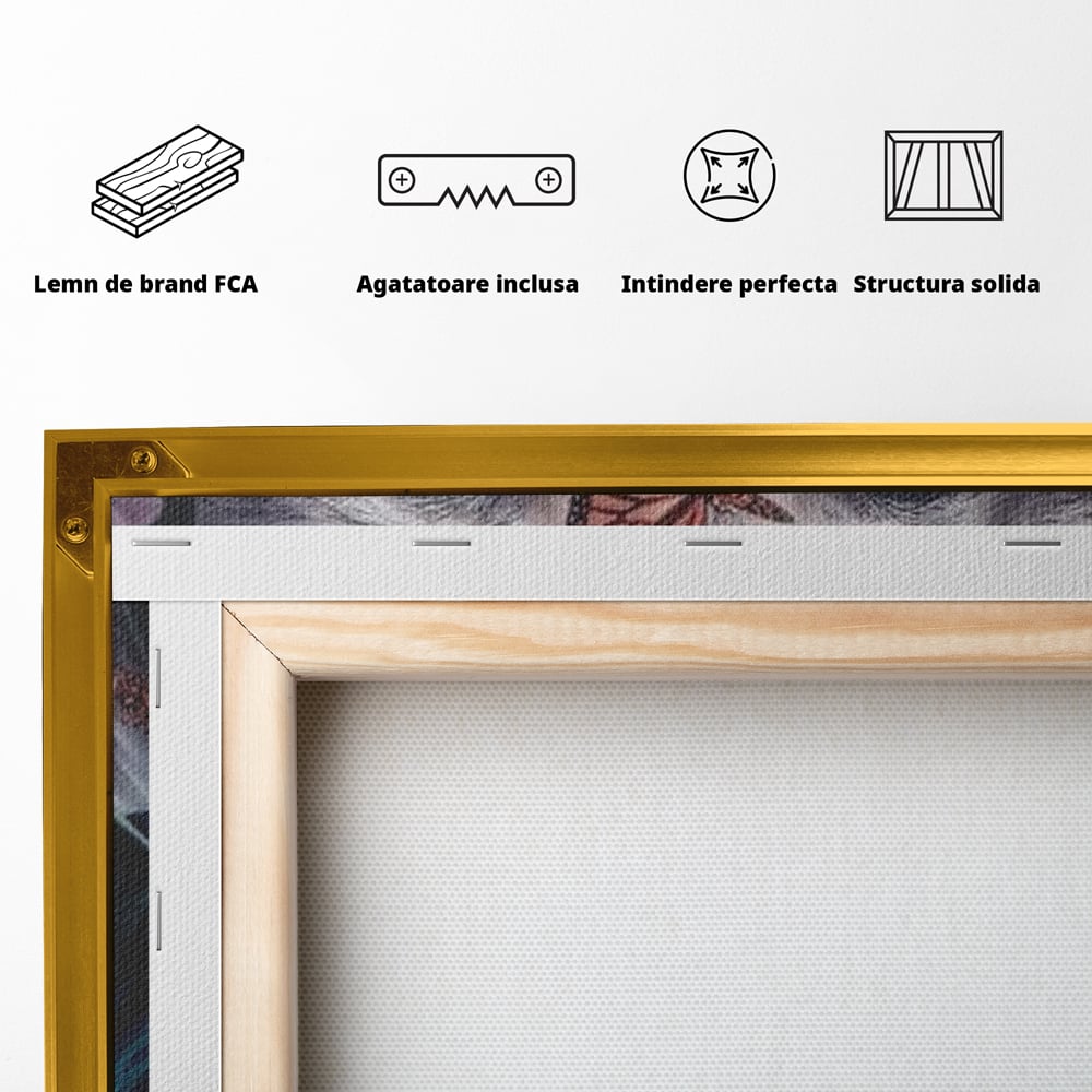 Tablou Canvas Premium, LuxCanva® M1465, Magia Padurii, Lup, Ochi, Privire, Fluturi, Pasari, Flori, Basm, Poveste, Arcada, Armonie, Emotie, Lumina, Birou, Living, Camera Copil