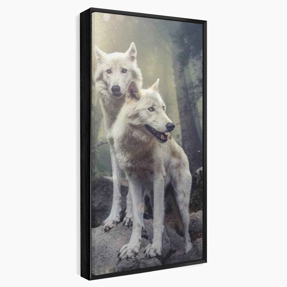 Leinwand Wandkunst Canvas Wall Art Premium, LuxCanva® M1466, Bruderschaft der Wölfe, Pfauen, Natur, Wald, Eiche, Wölfe, Brüder, Licht, Rudel, Wild, Wildtiere, Licht, Büro, Wohnen, Kinderzimmer