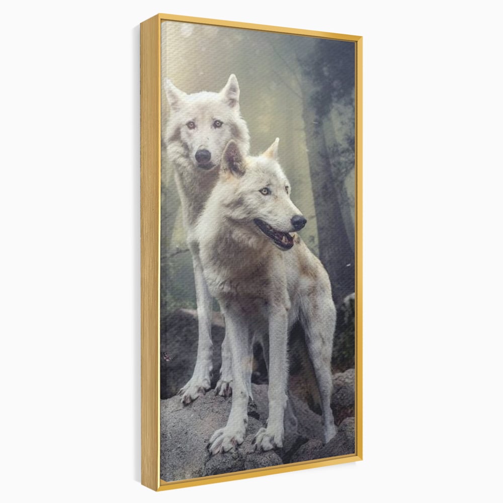 Leinwand Wandkunst Canvas Wall Art Premium, LuxCanva® M1466, Bruderschaft der Wölfe, Pfauen, Natur, Wald, Eiche, Wölfe, Brüder, Licht, Rudel, Wild, Wildtiere, Licht, Büro, Wohnen, Kinderzimmer