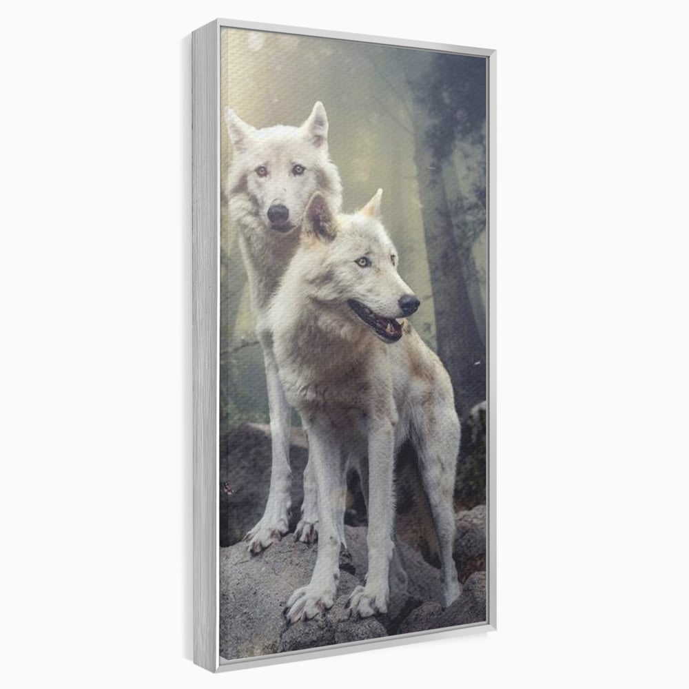 Leinwand Wandkunst Canvas Wall Art Premium, LuxCanva® M1466, Bruderschaft der Wölfe, Pfauen, Natur, Wald, Eiche, Wölfe, Brüder, Licht, Rudel, Wild, Wildtiere, Licht, Büro, Wohnen, Kinderzimmer