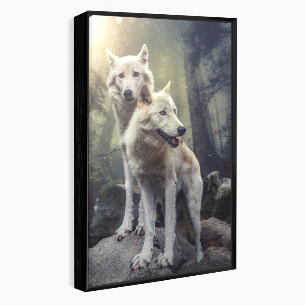 Leinwand Wandkunst Canvas Wall Art Premium, LuxCanva® M1466, Bruderschaft der Wölfe, Pfauen, Natur, Wald, Eiche, Wölfe, Brüder, Licht, Rudel, Wild, Wildtiere, Licht, Büro, Wohnen, Kinderzimmer