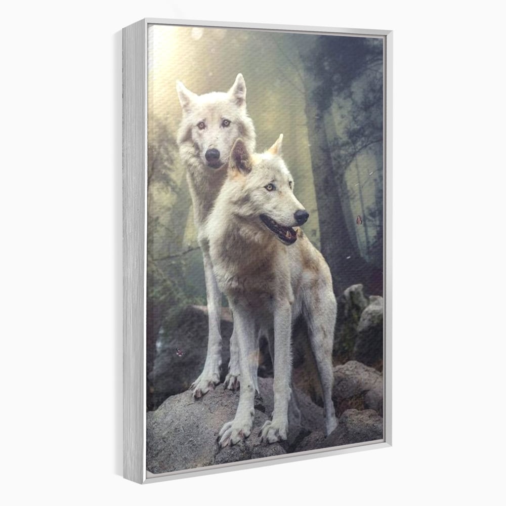Leinwand Wandkunst Canvas Wall Art Premium, LuxCanva® M1466, Bruderschaft der Wölfe, Pfauen, Natur, Wald, Eiche, Wölfe, Brüder, Licht, Rudel, Wild, Wildtiere, Licht, Büro, Wohnen, Kinderzimmer