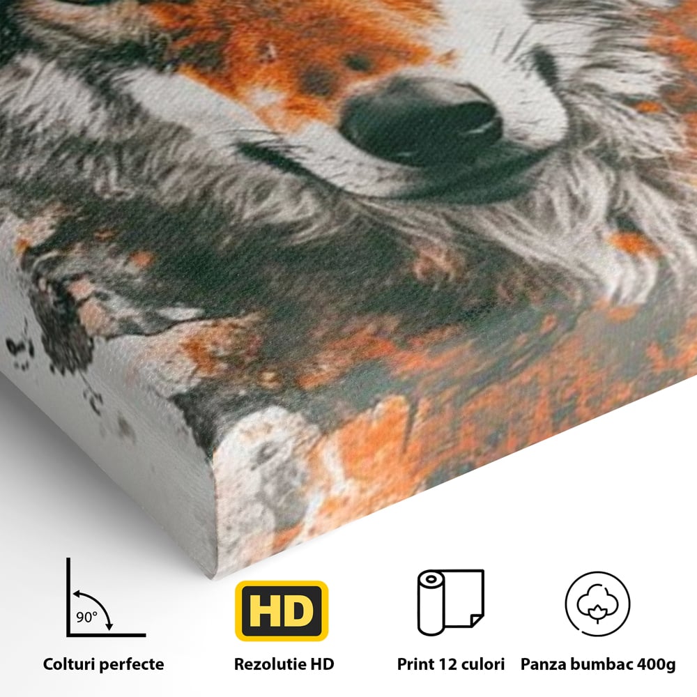 Tablou Canvas Premium, LuxCanva® M1469, Focul Interior, Lup, Portret, Animal, Salbatic, Privire, Ochi, Foc, Spirit, Intens, Pictura, Abstract, Birou, Living, Camera Copil