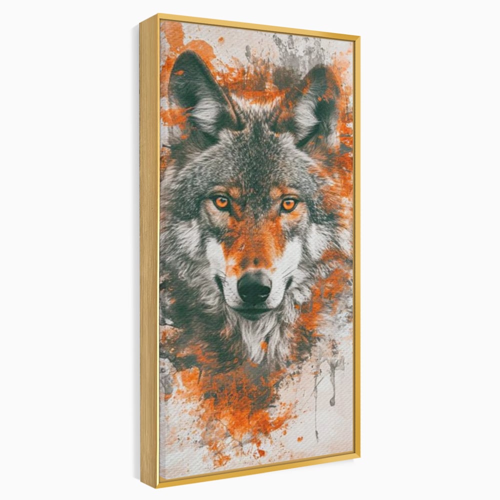Tablou Canvas Premium, LuxCanva® M1469, Focul Interior, Lup, Portret, Animal, Salbatic, Privire, Ochi, Foc, Spirit, Intens, Pictura, Abstract, Birou, Living, Camera Copil