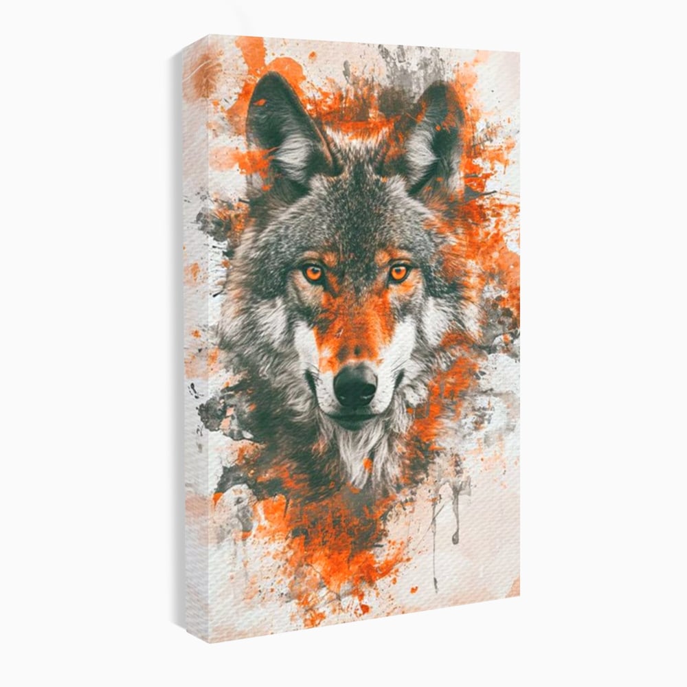 Tablou Canvas Premium, LuxCanva® M1469, Focul Interior, Lup, Portret, Animal, Salbatic, Privire, Ochi, Foc, Spirit, Intens, Pictura, Abstract, Birou, Living, Camera Copil