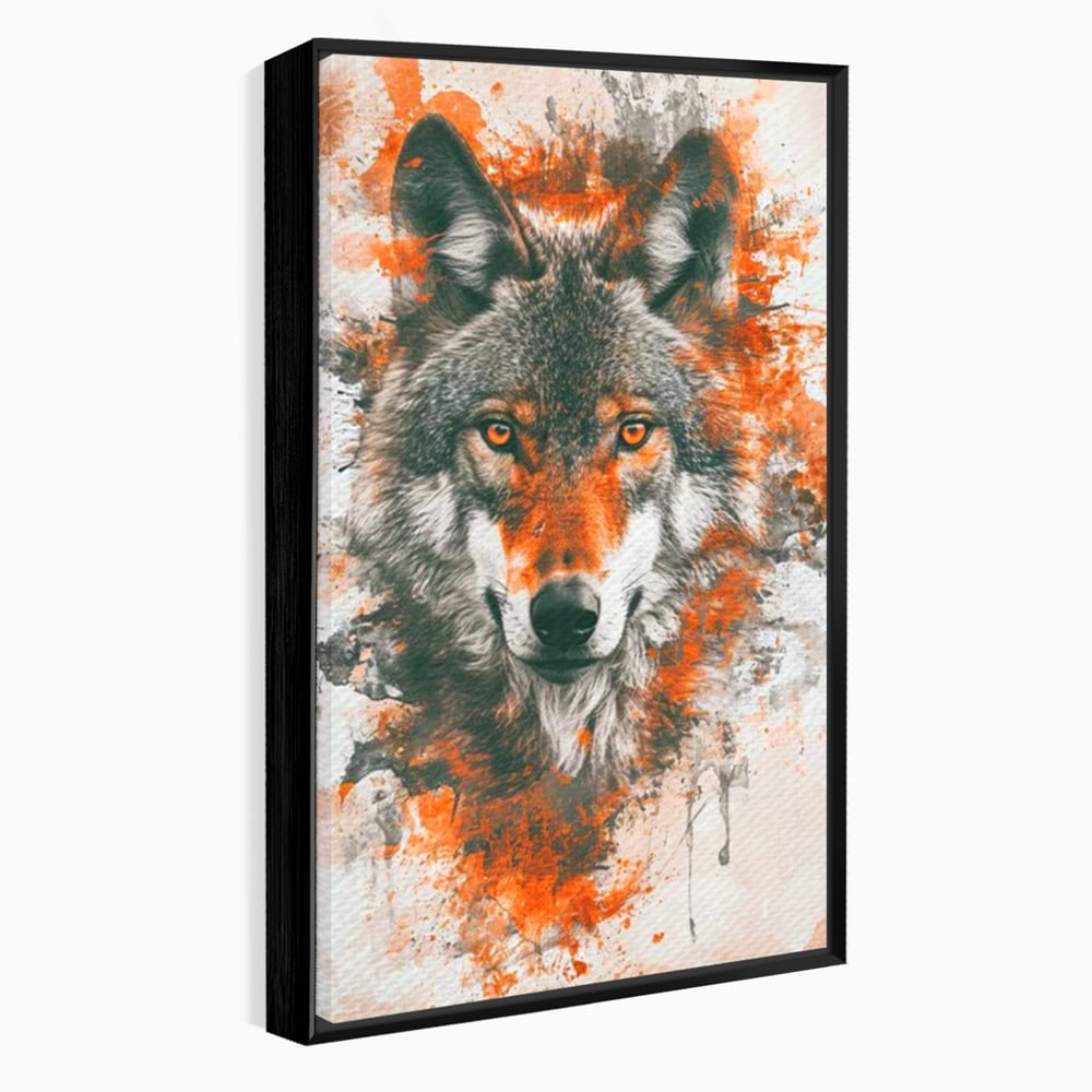 Tablou Canvas Premium, LuxCanva® M1469, Focul Interior, Lup, Portret, Animal, Salbatic, Privire, Ochi, Foc, Spirit, Intens, Pictura, Abstract, Birou, Living, Camera Copil